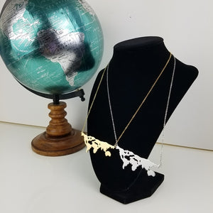 World Map Chain-link Pendant Necklace in GOLD or SILVER