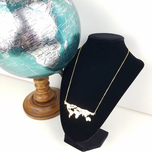 World Map Chain-link Pendant Necklace in GOLD or SILVER