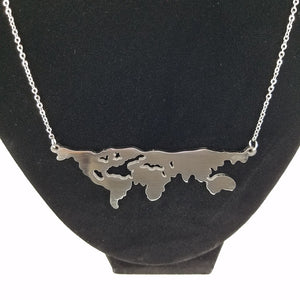 World Map Chain-link Pendant Necklace in GOLD or SILVER