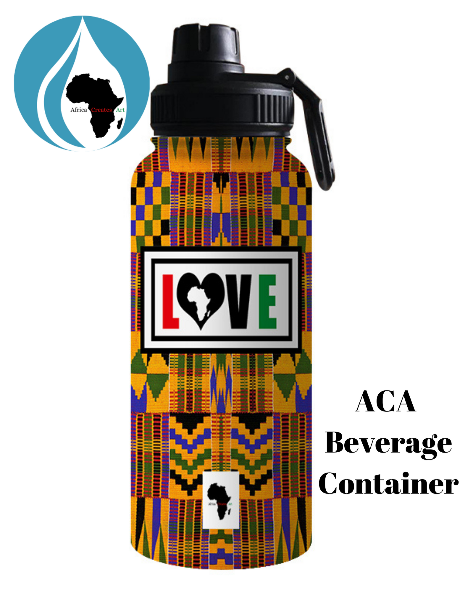 Kente Cloth Patterned 32 oz Wide Mouth Bottle