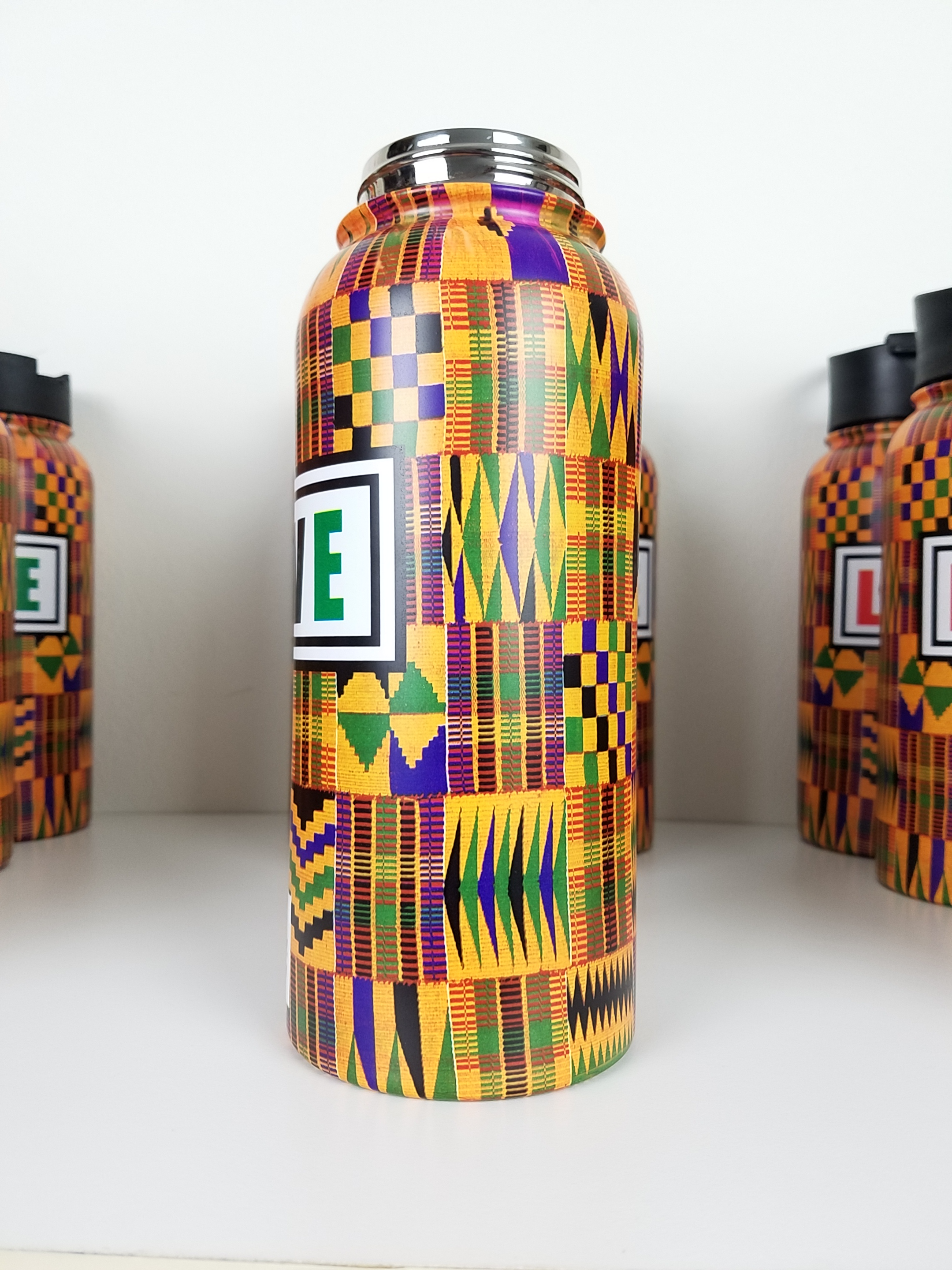 Kente Cloth Patterned 32 oz Wide Mouth Bottle