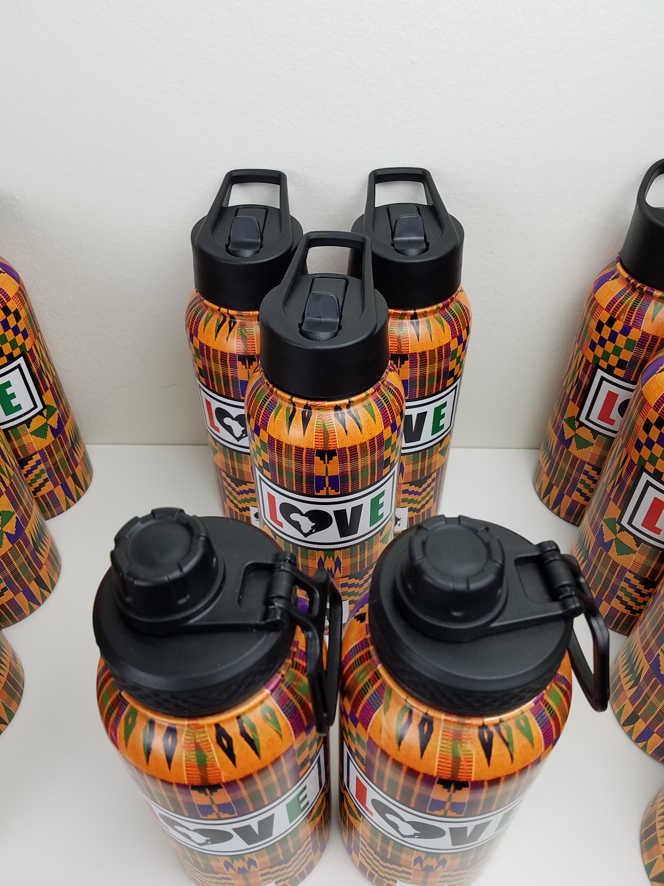 Kente Cloth Patterned 32 oz Wide Mouth Bottle