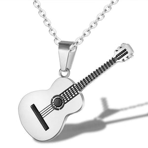 Stainless Steel Guitar Pendant Necklace