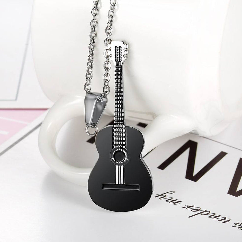 Stainless Steel Guitar Pendant Necklace