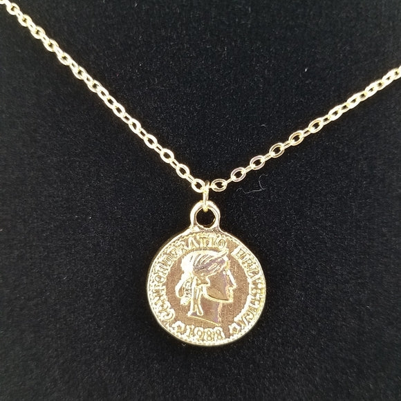 Gold Chain Coin Pendant Necklace