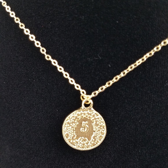 Gold Chain Coin Pendant Necklace