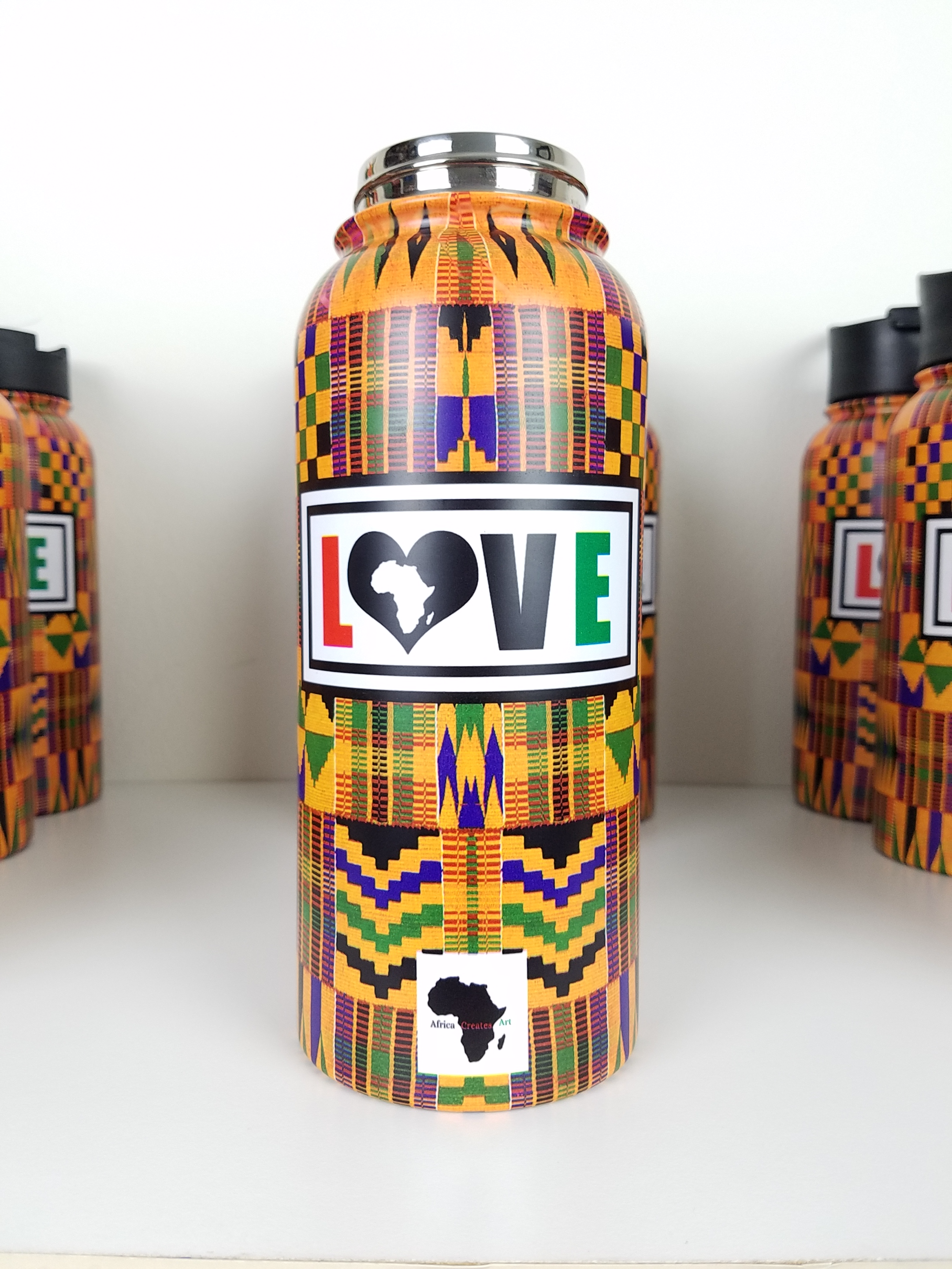 Kente Cloth Patterned 32 oz Wide Mouth Bottle