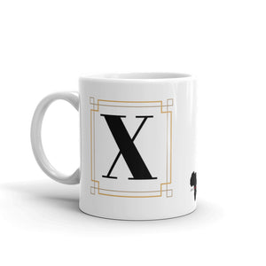 White Framed "X" Monogram Mug by Africa Creates Art