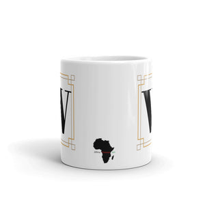 White Framed "W" Monogram Mug by Africa Creates Art