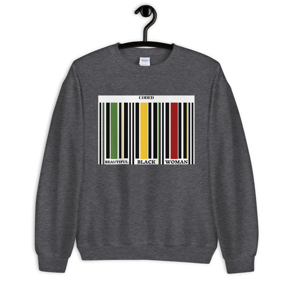 CODED: Beautiful Black Woman Unisex Sweatshirt