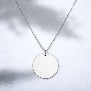 Love for Hibiscus Engraved Disc Necklace