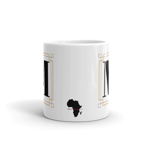 White Framed "M" Monogram Mug by Africa Creates Art