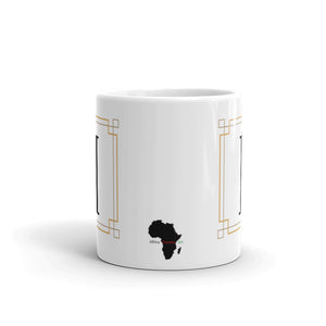 White Framed "I" Monogram Mug by Africa Creates Art