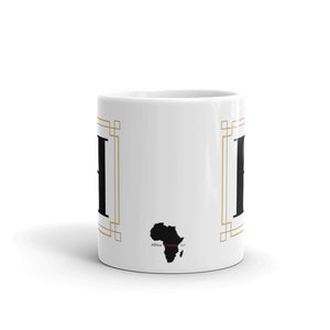 White Framed "H" Monogram Mug by Africa Creates Art