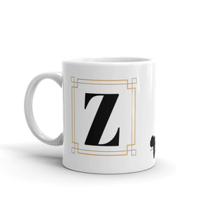 White Framed "Z" Monogram Mug by Africa Creates Art