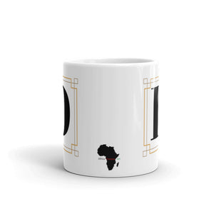 White Framed "D" Monogram Mug by Africa Creates Art