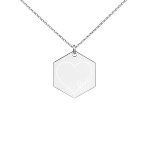 Love Heart Engraved Hexagon Necklace