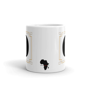 White Framed "O" Monogram Mug by Africa Creates Art