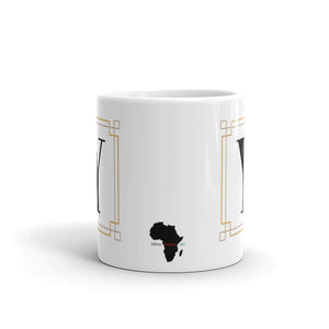 White Framed "Y" Monogram Mug by Africa Creates Art