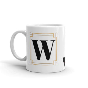 White Framed "W" Monogram Mug by Africa Creates Art