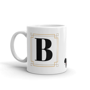 White Framed "B" Monogram Mug by Africa Creates Art