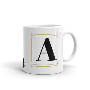 White Framed "A" Monogram Mug by Africa Creates Art