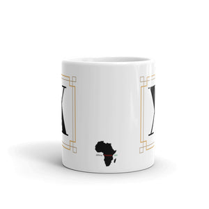 White Framed "X" Monogram Mug by Africa Creates Art