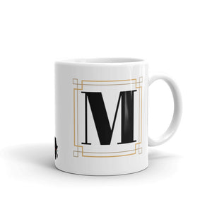 White Framed "M" Monogram Mug by Africa Creates Art