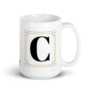 White Framed "C" Monogram Mug by Africa Creates Art