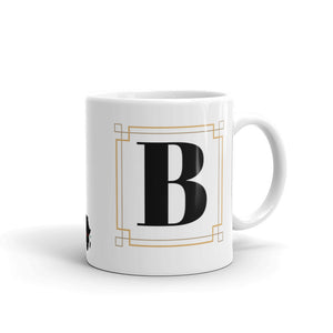 White Framed "B" Monogram Mug by Africa Creates Art