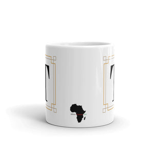 White Framed "T" Monogram Mug by Africa Creates Art