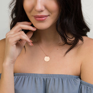 Love for Hibiscus Engraved Disc Necklace