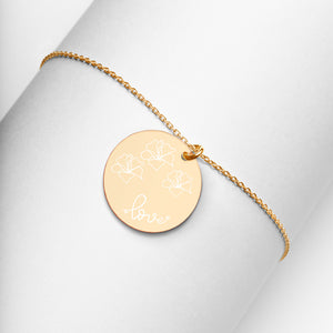 Love for Hibiscus Engraved Disc Necklace