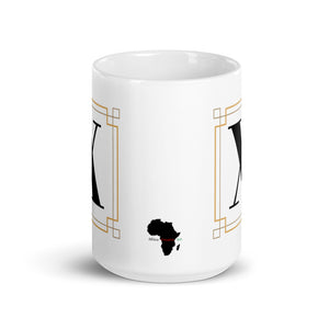 White Framed "X" Monogram Mug by Africa Creates Art