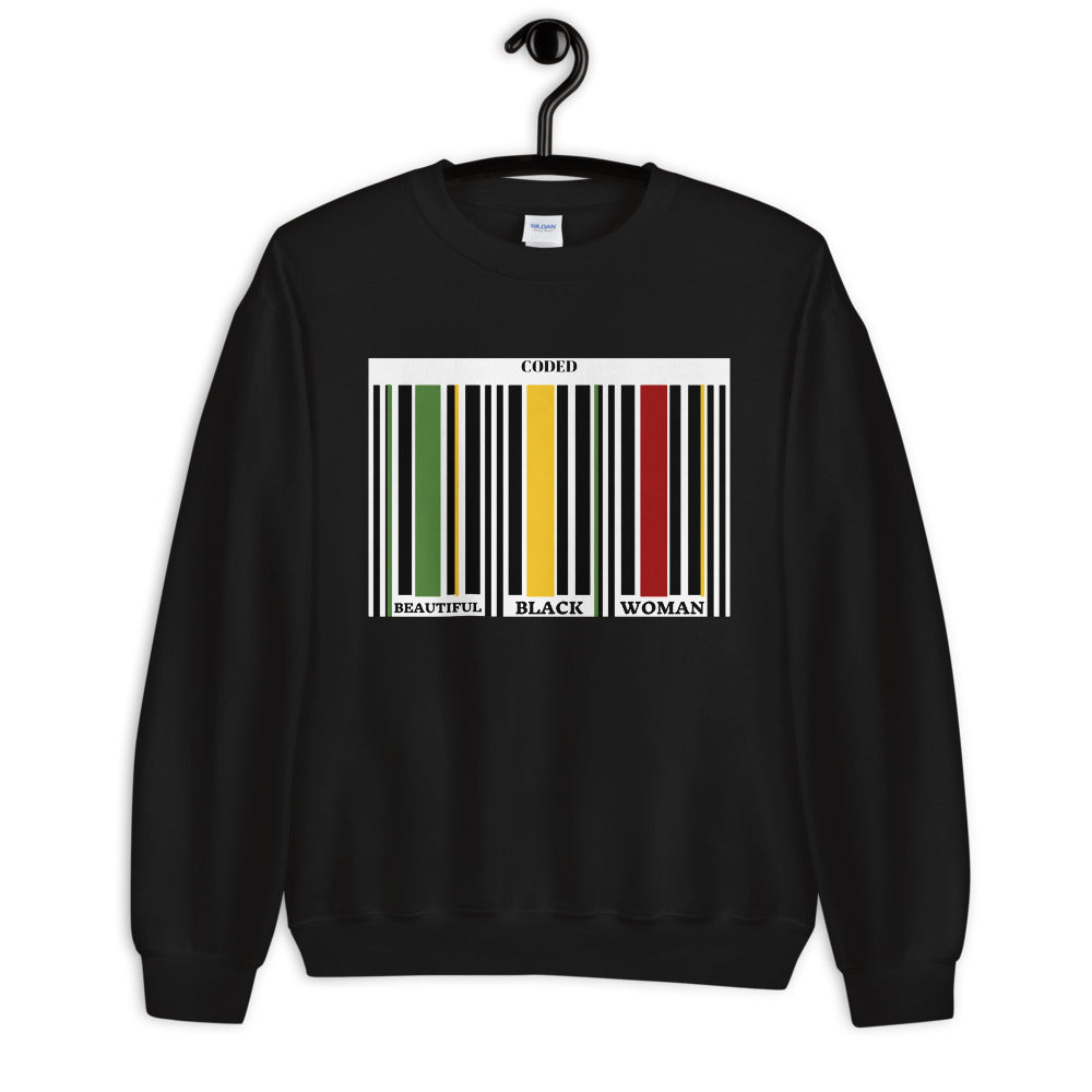 CODED: Beautiful Black Woman Unisex Sweatshirt