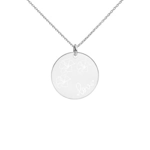 Love for Hibiscus Engraved Disc Necklace