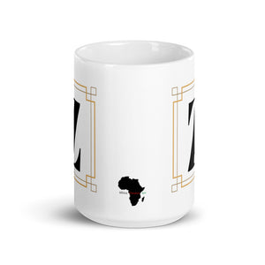 White Framed "Z" Monogram Mug by Africa Creates Art