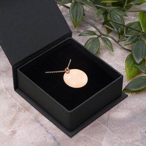 Love for Hibiscus Engraved Disc Necklace