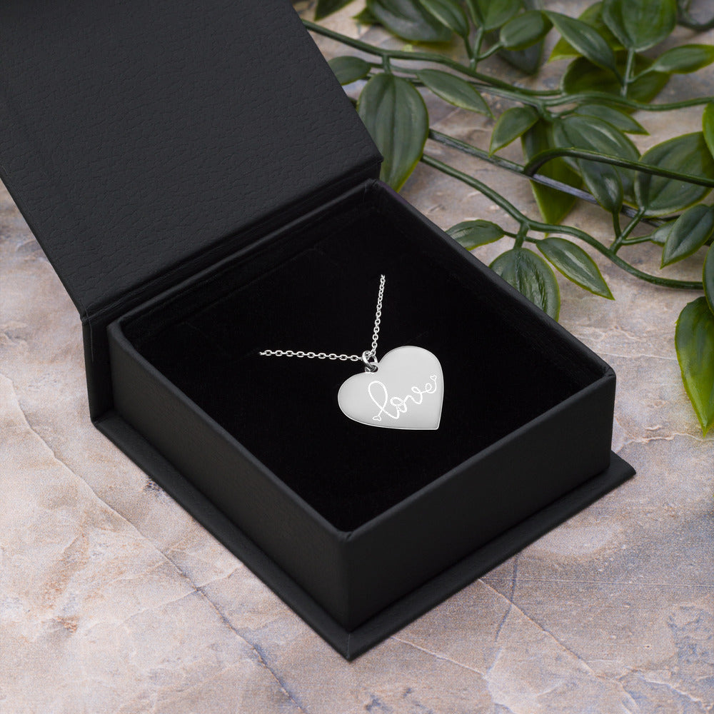 Heart of Love Engraved Heart Necklace