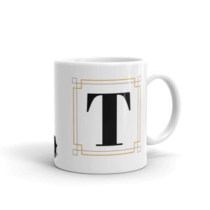 White Framed "T" Monogram Mug by Africa Creates Art