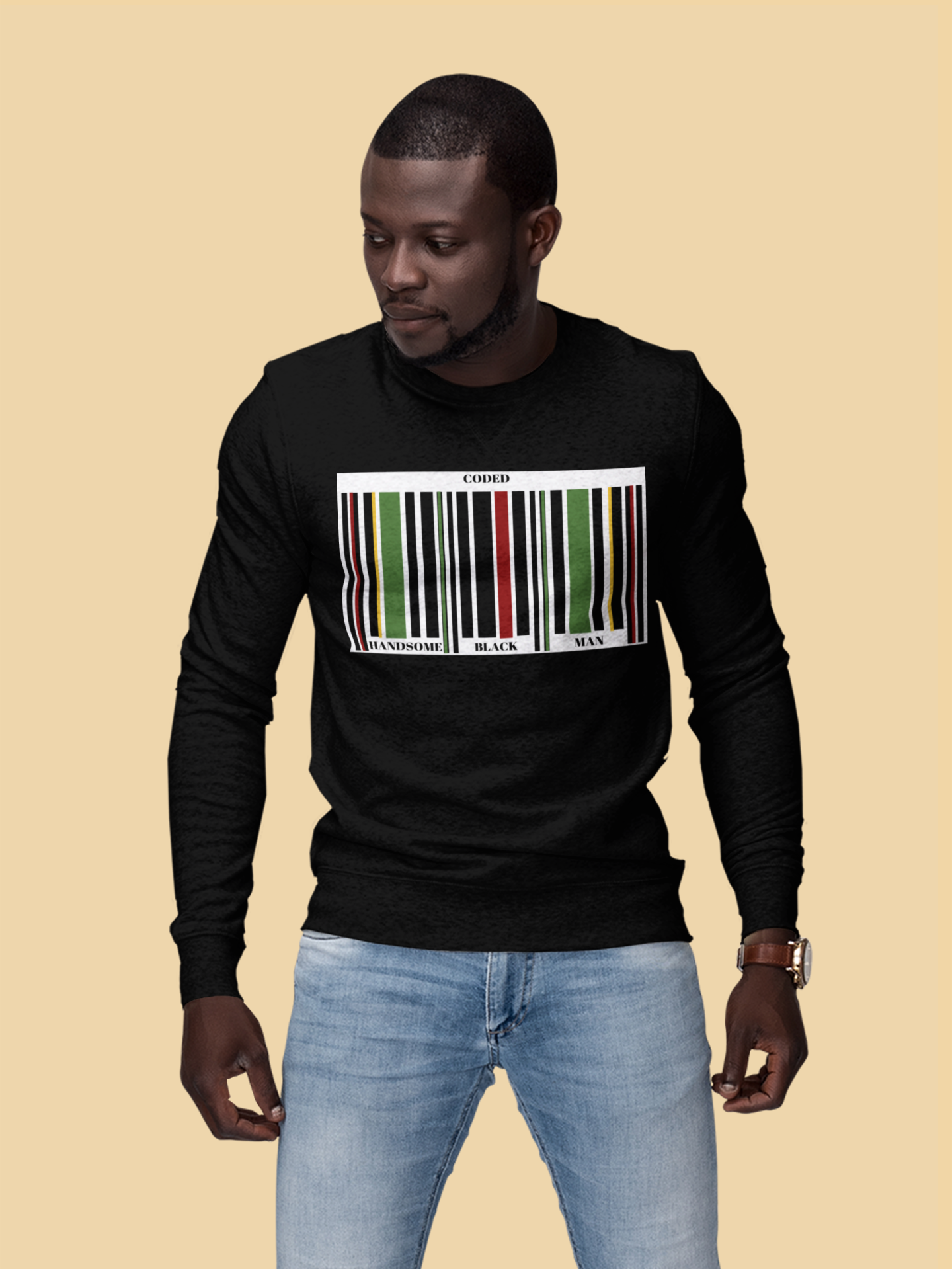 CODED: Handsome Black Man Unisex Sweatshirt