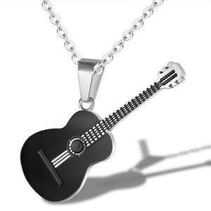 Stainless Steel Guitar Pendant Necklace