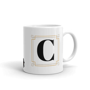 White Framed "C" Monogram Mug by Africa Creates Art